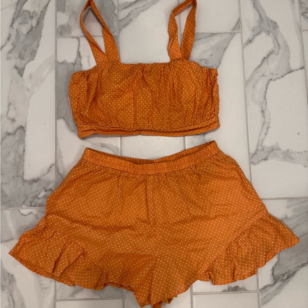 Orange Polka Dot Two-Piece Set